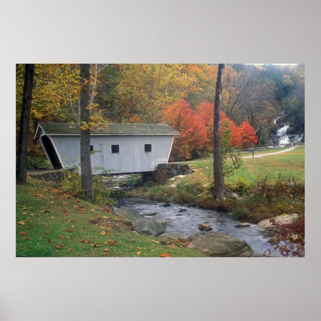 Kent Falls and Covered Bridge Poster (Front)
