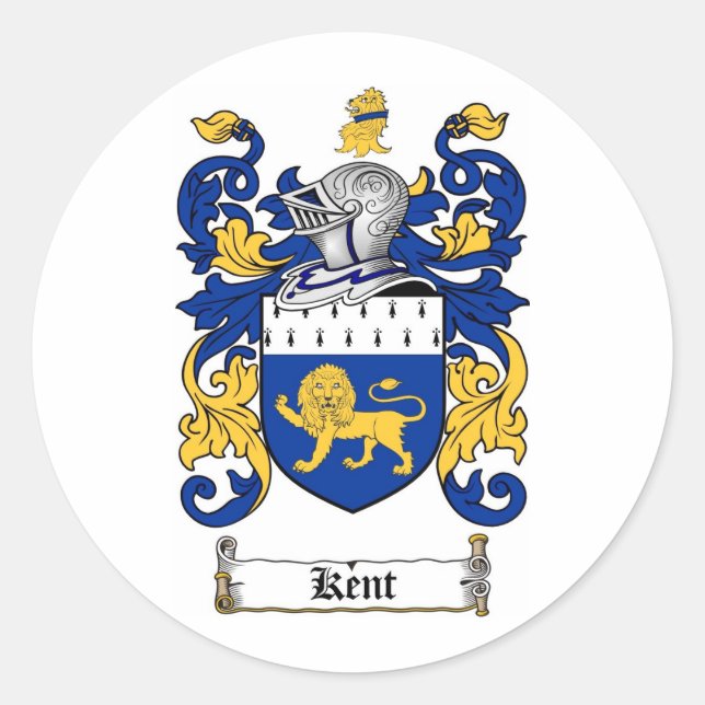 KENT FAMILY CREST -  KENT COAT OF ARMS CLASSIC ROUND STICKER (Front)