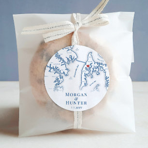 Kent Island Destination Wedding Elegant Map Favour Classic Round Sticker