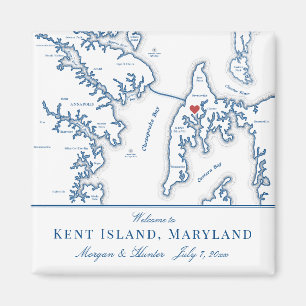Kent Island Maryland Map Destination Wedding Favou Magnet