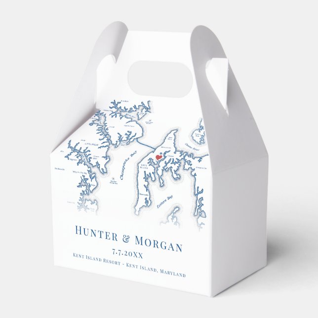 Kent Island Maryland Wedding Map Elegant  Favour Box (Front Side)