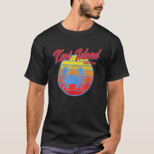 Kent Island Md Retro Blue Crab Ocean Sunset T-Shirt