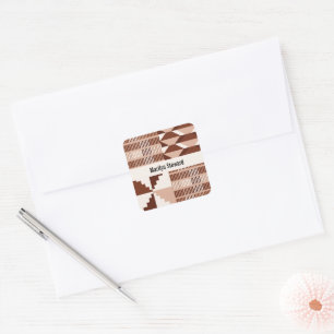 Kente Block - Clay Terracotta Personalised Square Sticker