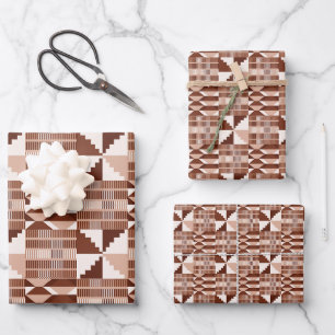 Kente Block - Clay Terracotta Wrapping Paper Sheet