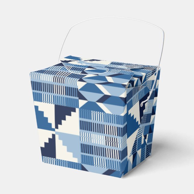 Kente Block - Soft Indigo Favour Box (Front Side)