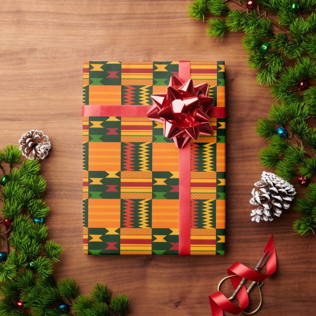 Kente Cloth African Pattern Afrocentric Wrapping Paper (Holiday Gift)