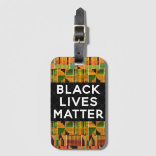 Kente Cloth Tribal African print orange green Luggage Tag