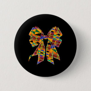Kente Coquette Bow Black History Month African Ame 6 Cm Round Badge