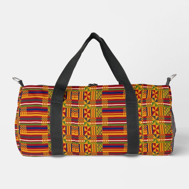 Kente Ethnic Pattern – Vibrant African Textile Duffle Bag (Front)