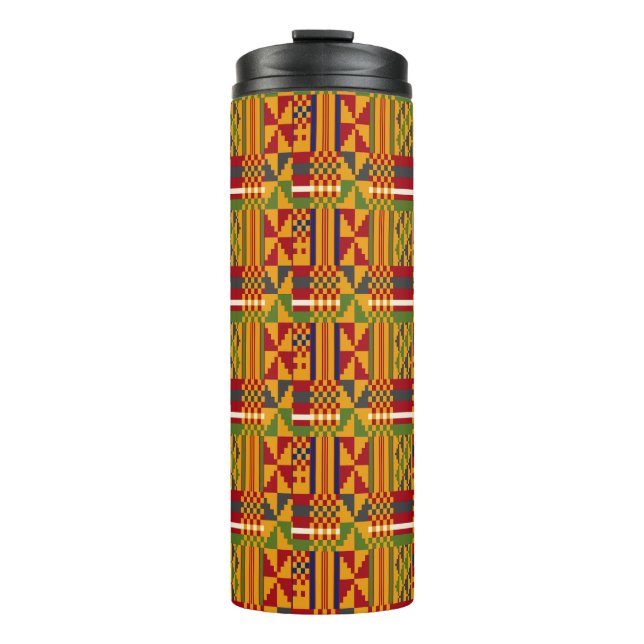 Kente Ethnic Pattern – Vibrant African Textile Thermal Tumbler (Front)