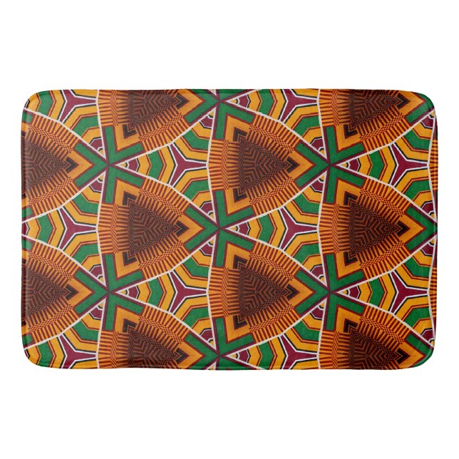 Kente Geometrics Kwanza Afrocentric Bath Mat (Front)