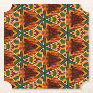 Kente Geometrics Kwanzaa Afrocentric Paper Coaster