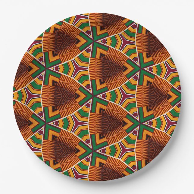 Kente Geometrics Kwanzaa Afrocentric Paper Plate (Front)
