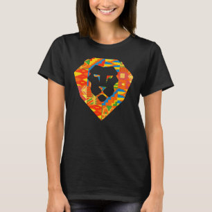 Kente Lion Ghana Proud African Ghanaian Textile T-Shirt
