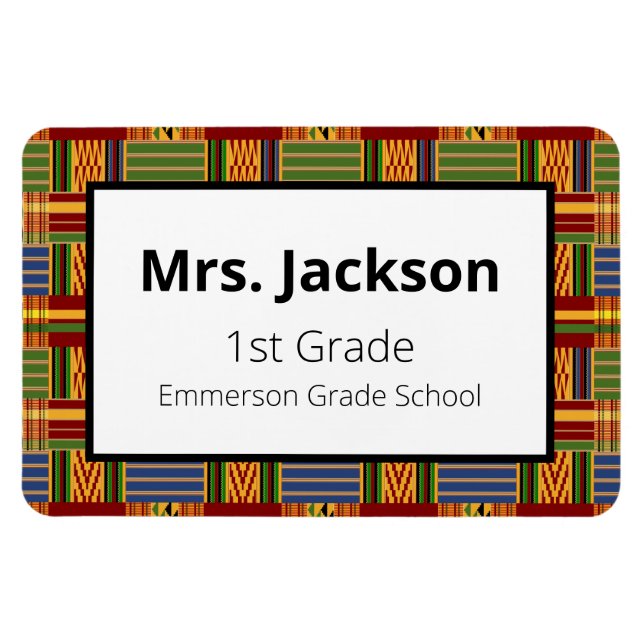 Kente Name and School Classroom Flexible Magnet (Horizontal)
