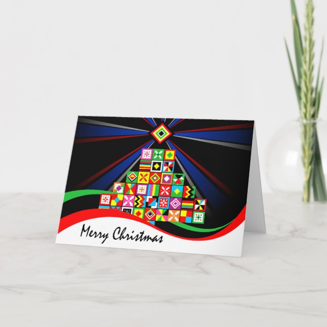 Kente Pattern African Art Tribal Christmas Holiday Card (Front)