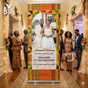 Kente Photo Custom Name WEDDING Retractable Banner