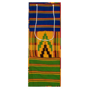 Kente Print Wine Gift Bags