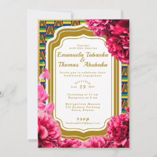 Kente Wedding Invitation - Blue and Gold Kente