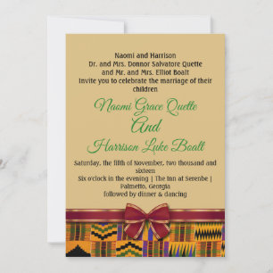 Kente wedding invitations and save the date cards.