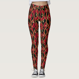 Kente Womens Fashion Red, Black & Gold Leggings