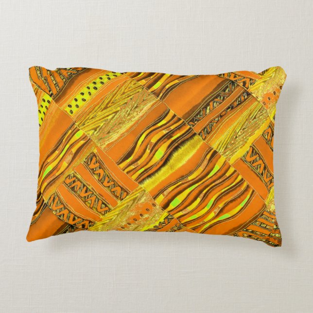 Kente Yellow Decorative Cushion (Back)