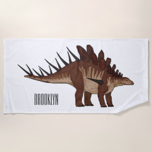 Kentrosaurus cartoon illustration beach towel