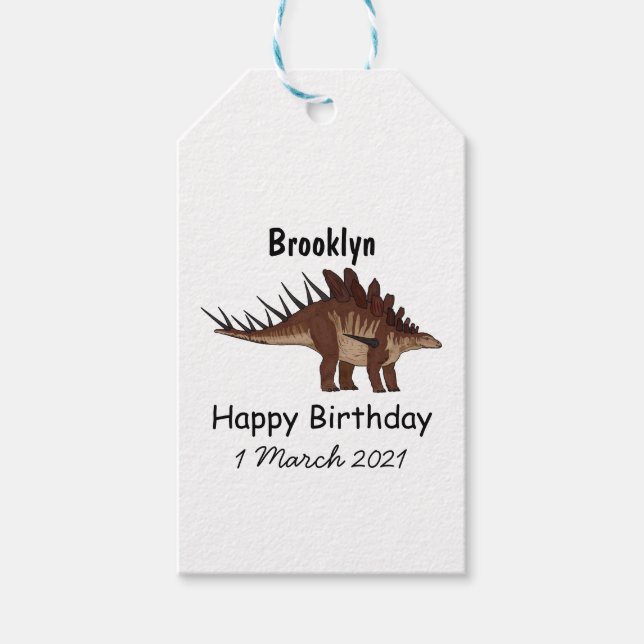 Kentrosaurus cartoon illustration gift tags (Front)