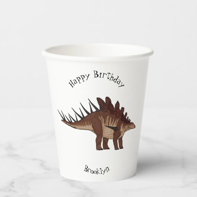 Kentrosaurus cartoon illustration paper cups (Front)