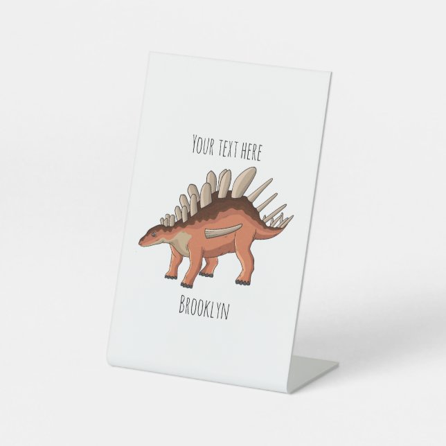 Kentrosaurus cartoon illustration pedestal sign (Front)