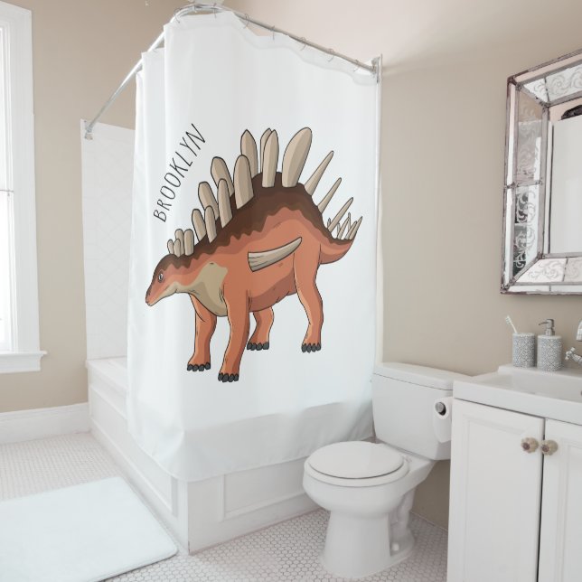 Kentrosaurus cartoon illustration  shower curtain (In Situ)
