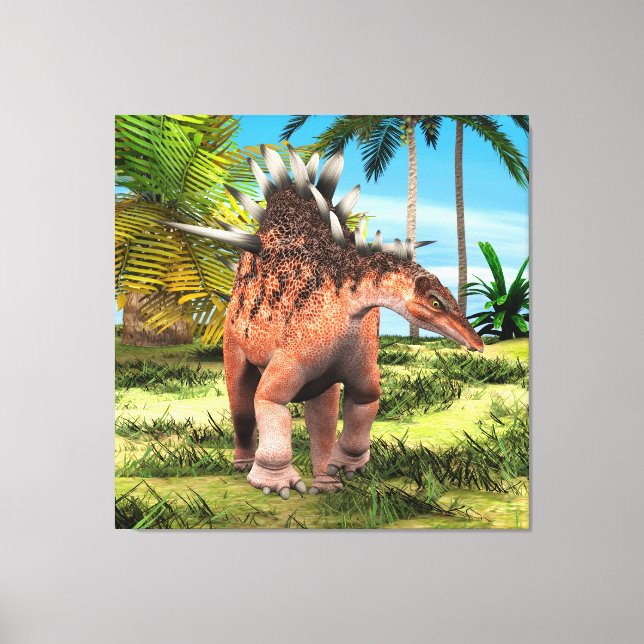 Kentrosaurus Dinosaur Jungle Prehistoric Art Canvas Print (Front)