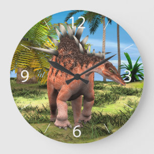 Kentrosaurus Dinosaur Jungle Prehistoric Art Large Clock
