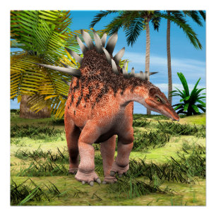 Kentrosaurus Dinosaur Jungle Prehistoric Art Poster