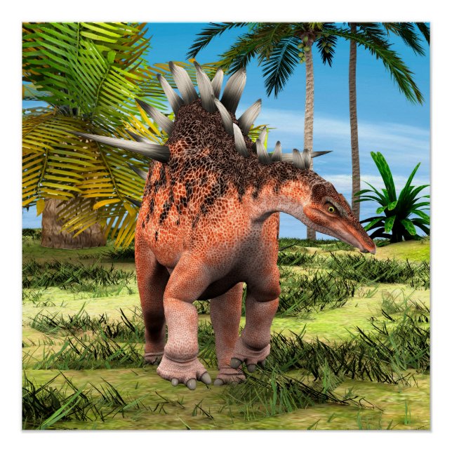 Kentrosaurus Dinosaur Jungle Prehistoric Art Poster (Front)