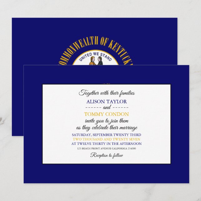 Kentuckian Flag, Flag of Kentucky Wedding Invitation (Front/Back)