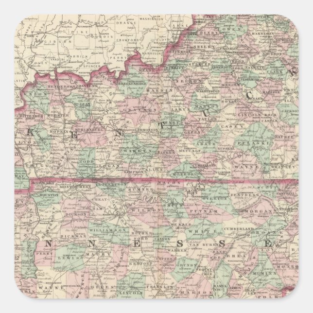 Kentucky and Tennessee Square Sticker (Front)