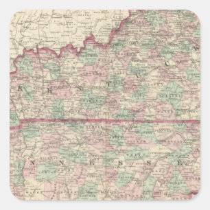 Kentucky and Tennessee Square Sticker