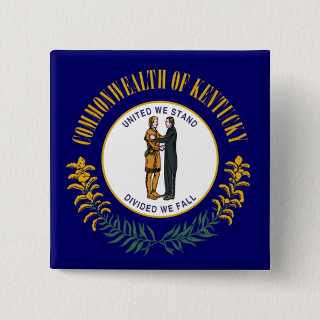 Kentucky: Bluegrass Commonwealth US State Flag 15 Cm Square Badge (Front)