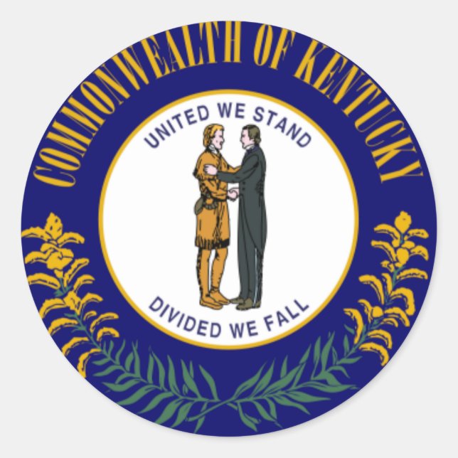 Kentucky: Bluegrass Commonwealth US State Flag Classic Round Sticker (Front)