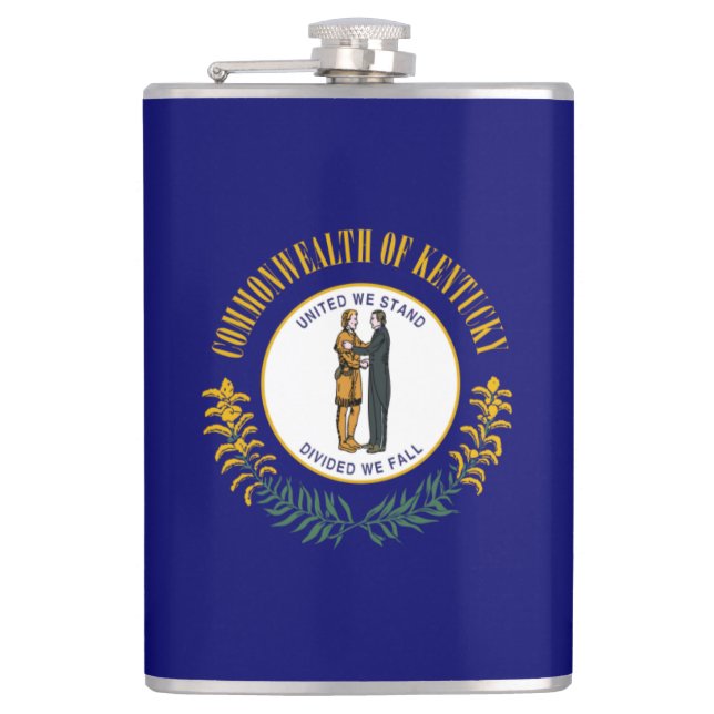 Kentucky: Bluegrass Commonwealth US State Flag Hip Flask (Front)