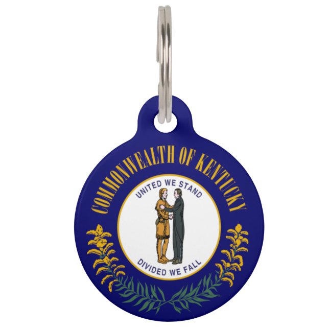 Kentucky: Bluegrass Commonwealth US State Flag Pet Tag (Front)