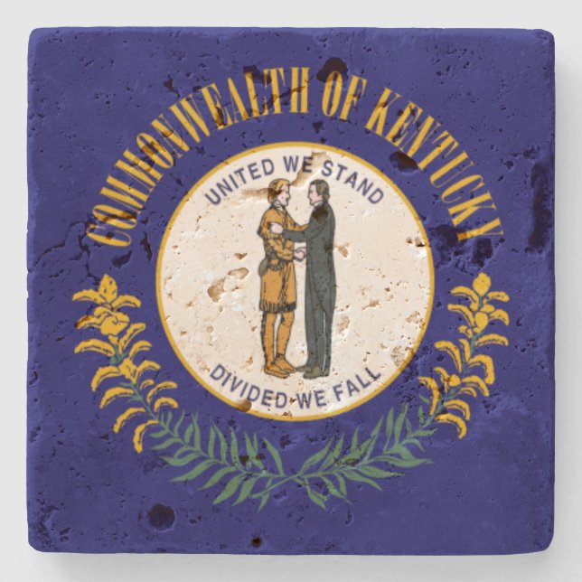 Kentucky: Bluegrass Commonwealth US State Flag Stone Coaster (Front)