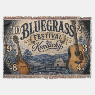 Kentucky Bluegrass Festival Music Farmhouse Decor Throw Blanket