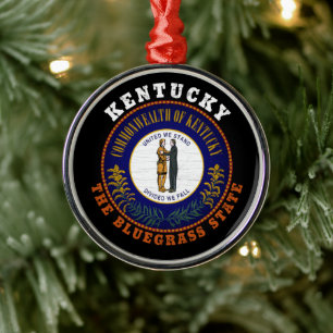KENTUCKY BLUEGRASS STATE FLAG METAL TREE DECORATION