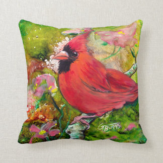 Kentucky Cardinal in the Spring by Design GG Burns Cushion