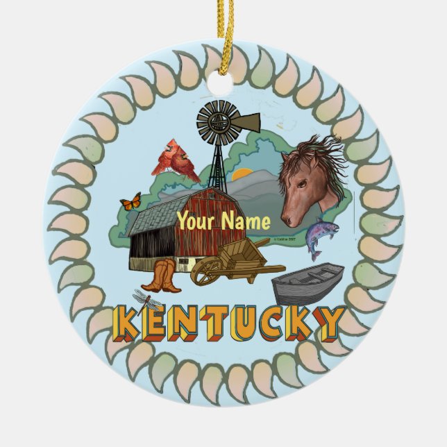 Kentucky Ceramic Tree Decoration (Front)