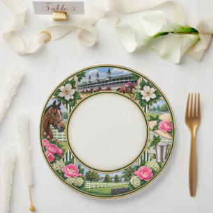 Kentucky Derby Horse Racing Southern Garden Party Paper Plate