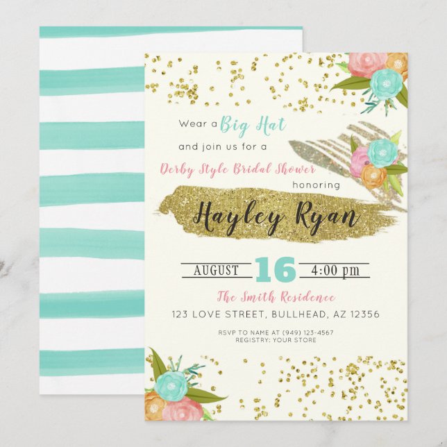 Kentucky Derby Style Bridal Shower Invitation (Front/Back)