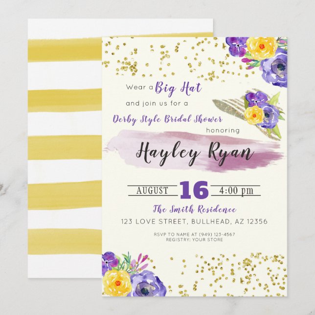 Kentucky Derby Style Bridal Shower Invitation (Front/Back)